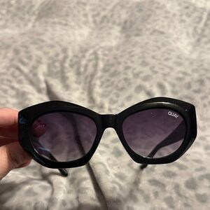 Quay Australia Black Cat-Eye Sunglasses with Purple Lenses